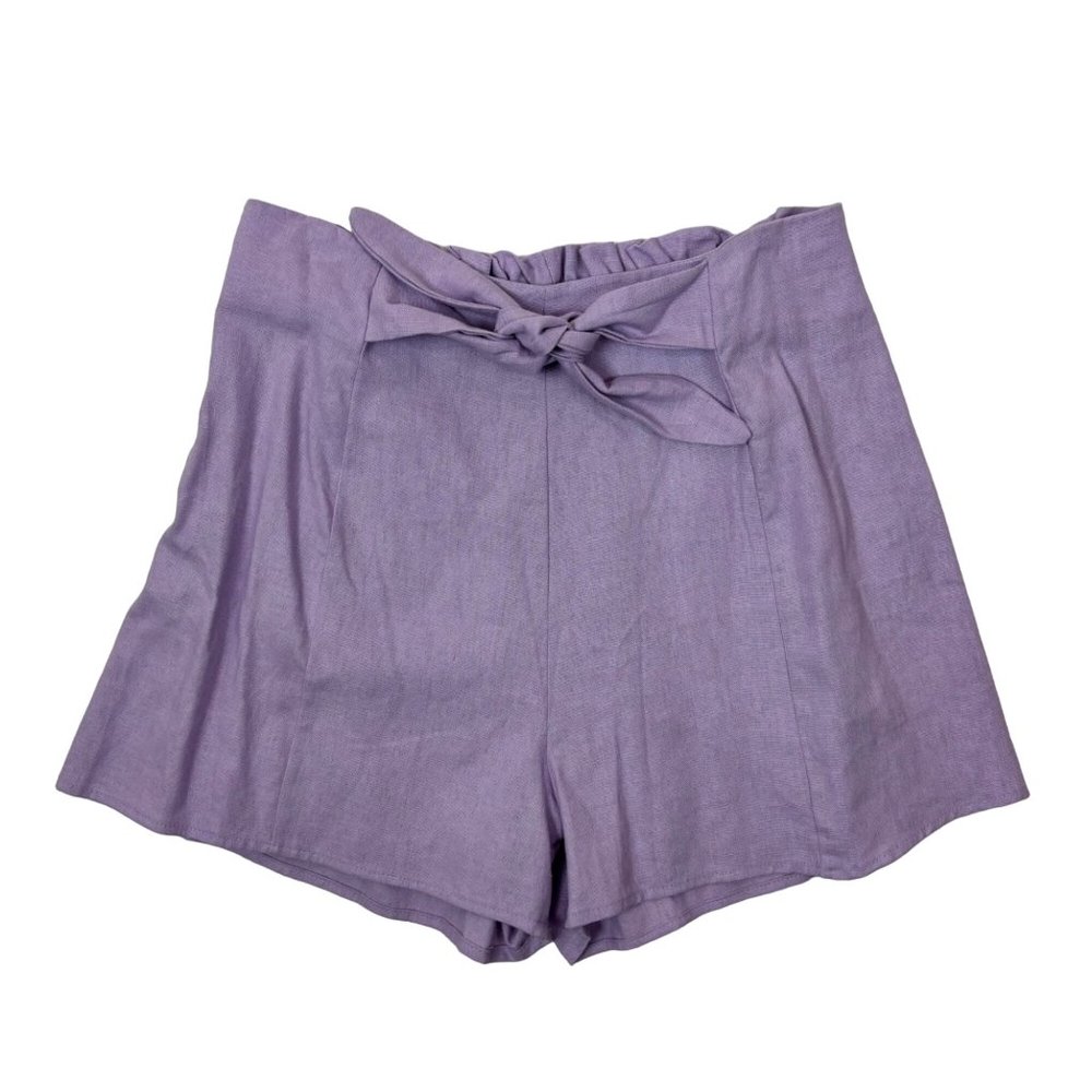 Painted Threads Tie High Waisted Shorts Women's Lavender Linen S